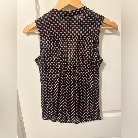 INC petite medium sleeveless polka dot sheer blouse. Stretchy mesh - Picture 4 of 4